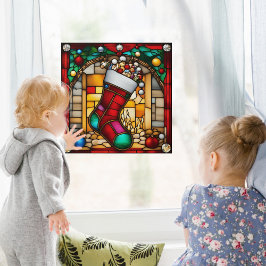 Rotweihnachtsgebäck Imitate aus festem Strumpf Fensteraufkleber