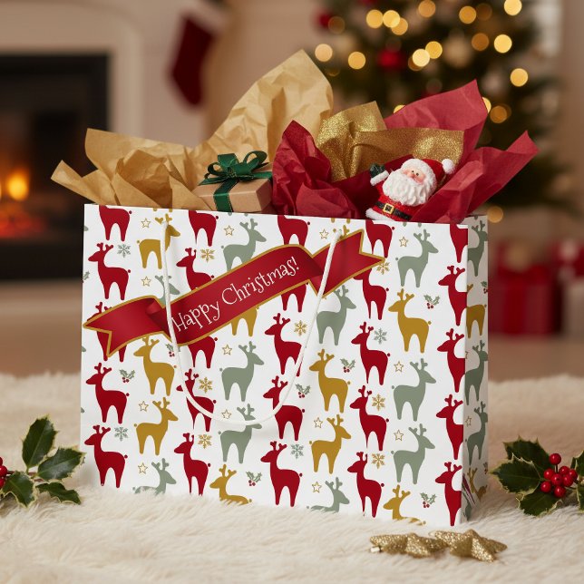Rotweihnachtsmuster Nr. 12 ID1009 Große Geschenktüte (Von Creator hochgeladen)