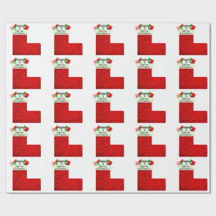 Rotweihnachtszettel für Strümpfe Geschenkpapier