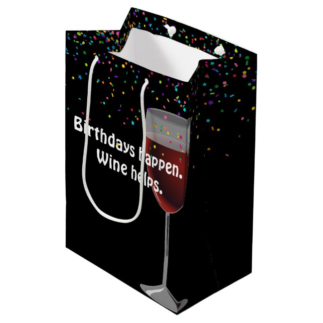 Rotwein Birthday Mittlere Geschenktasche Mittlere Geschenktüte (Vorderseite Schrägansicht)
