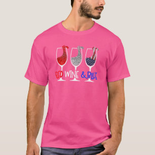 Rotwein Blauwein Gläser Trinktruppe 4. Juli  T-Shirt