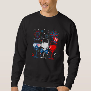 Rotwein Blauwein Gläser USA-Flagge 4. Juli Pa Sweatshirt