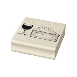 Rotwein & Brie Käse Merlot Cabernet Glasfutter Gummistempel