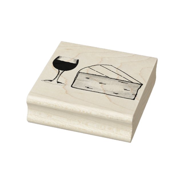 Rotwein & Brie Käse Merlot Cabernet Glasfutter Gummistempel (Stempel)