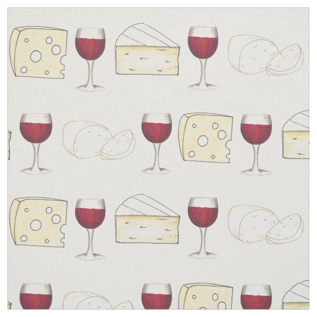 Rotwein Brie Schweizer Mozzarella Käse Degustation Stoff (Muster)