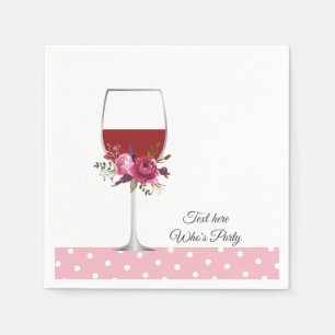 Rotwein, Erwachsenengeburtstag, Hochzeit, Blumenko Serviette