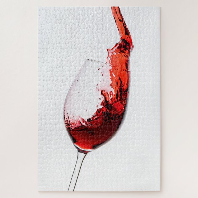 Rotwein fließt ins Weinglas Puzzle (Vertikal)