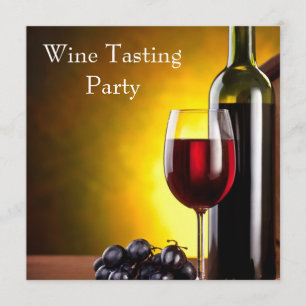 Rotwein Glas Flasche Wein Weinverkostung Party Einladung