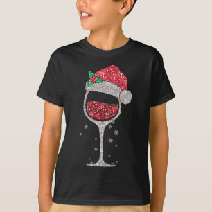 Rotwein Glas mit Weihnachtsmannmütze Weihnachten N T-Shirt