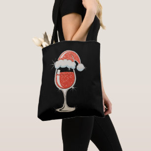 Rotwein Glas Weihnachtsmann Hut Glitter Weihnachte