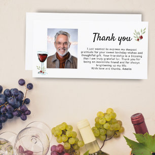 Rotwein Glas Zweige Foto Geburtstag Dankeskarte