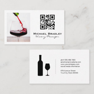 Rotwein-Glass Pour   qr Code Visitenkarte