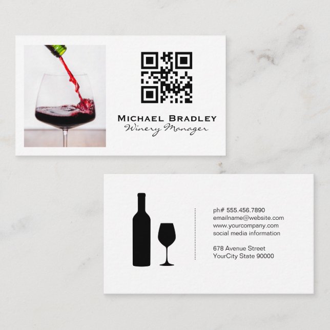 Rotwein-Glass Pour | qr Code Visitenkarte (Vorne/Hinten)
