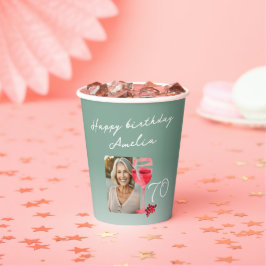 Rotwein Glass Watercolor Geburtstagsparty Foto Pappbecher