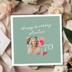 Rotwein Glass Watercolor Geburtstagsparty Foto Serviette