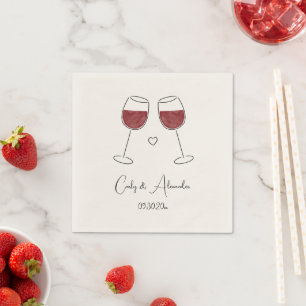 Rotwein Hochzeitsglass Verlobung Jubiläum Serviette