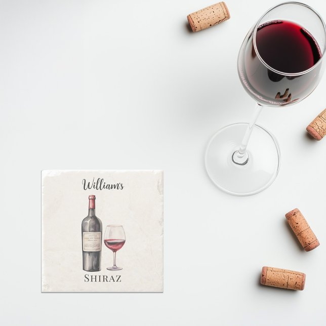 Rotwein Lover Untersetzer - Personalisierter Wein (personalized red wine stone coaster)
