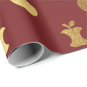 Rotwein-metallisches Apple-Bordeaux Goldburgunders Geschenkpapier