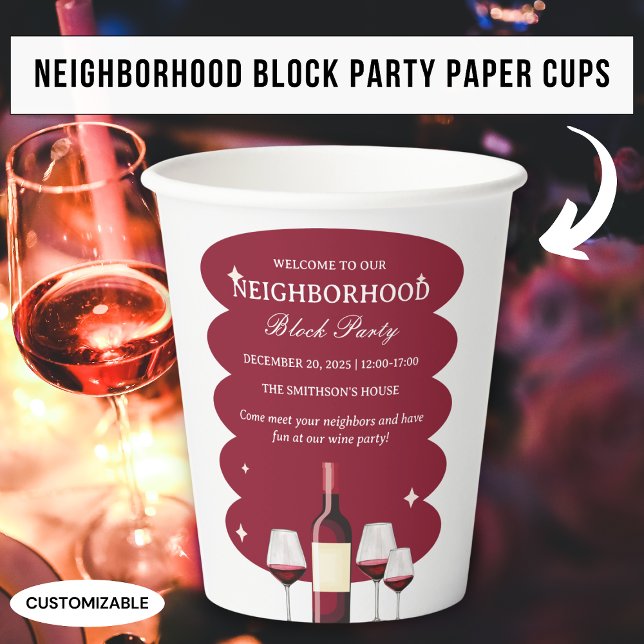 Rotwein Nachbarschaft Party Papier Becher (Von Creator hochgeladen)