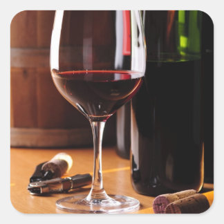 Rotwein Quadratischer Aufkleber