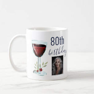 Rotwein-Rosen-Wasserfarben-Foto zum 80. Geburtstag Kaffeetasse