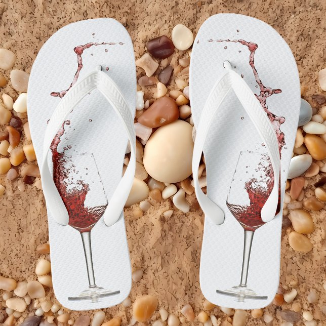 Rotwein Splash Glass Hochzeit Wein Verkostung Flip Flops (Von Creator hochgeladen)