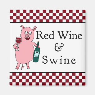 Rotwein u. Schweine Magnet