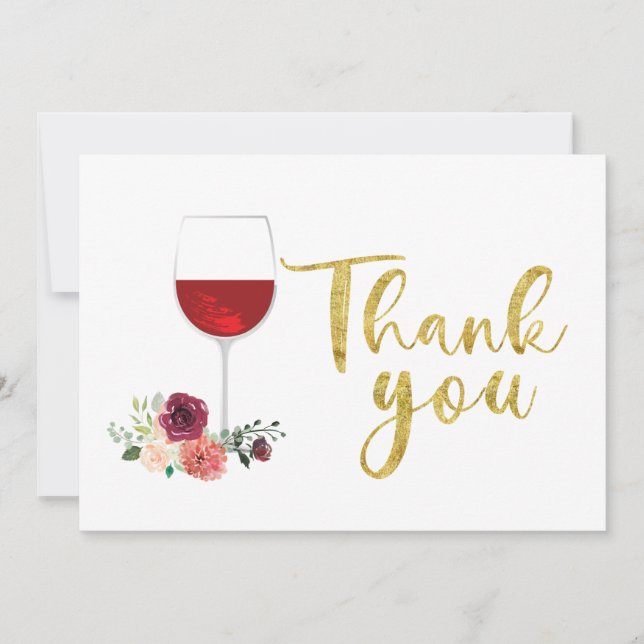 Rotwein und Blume Danke, Card Dankeskarte (Vorderseite)