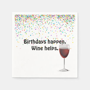 Rotwein und Geburtstagsparty Confetti Serviette