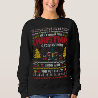 Rotwein und Katzen - Weihnachten Sweatshirt