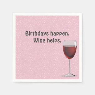 Rotwein und Polka Dots Geburtstag Napkins Serviette