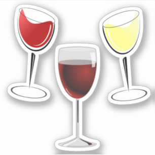 Rotwein und Weißwein Aufkleber
