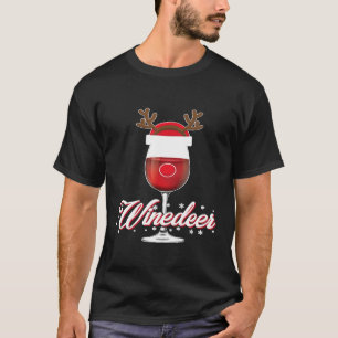 Rotweinglas mit Rentierhut Merry Winemas Win T-Shirt