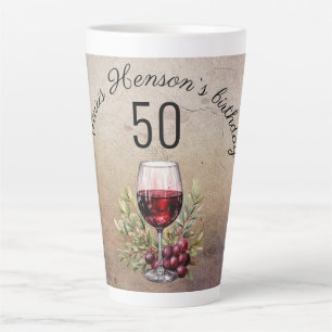 Rotweinglas Oliven Wasserfarbe 50. Geburtstag  Milchtasse