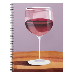 Rotweinglas Watercolor Vino Notizblock