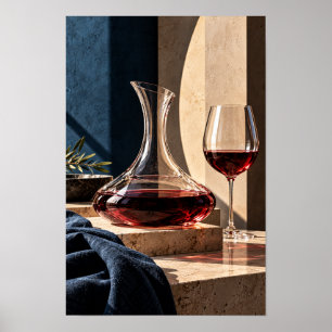 Rotweinkaraffe und Glas – Moderne elegante Weine Poster