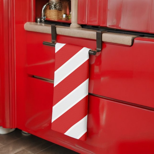 Rotweiße Diagonalstreifen Geschirrtuch (Kitchen Towel)