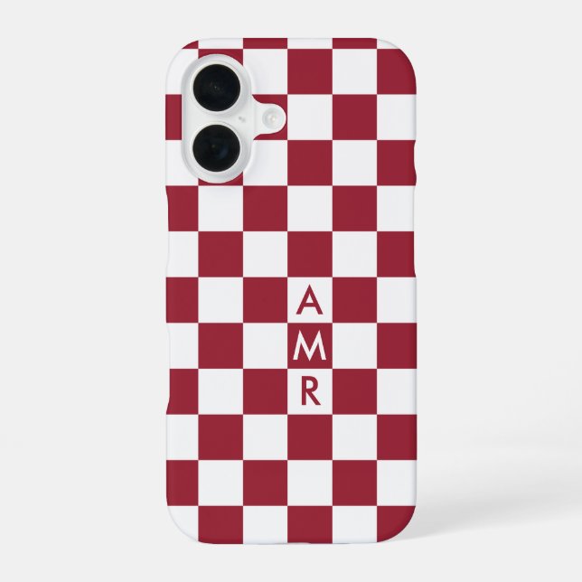 Rotweiße Prüfmuster mit Monogramm iPhone 16 Hülle (Rückseite)