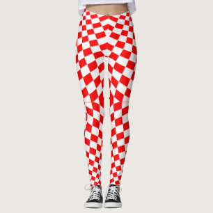 Rotweiße Schachbrettmuster Leggings