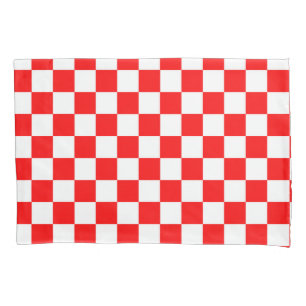 Rotweiße Schachtel-Karo-Muster Kissenbezug