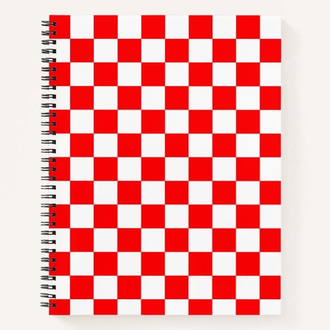Rotweiße Schachtel-Karo-Muster Notizbuch (Vorderseite)