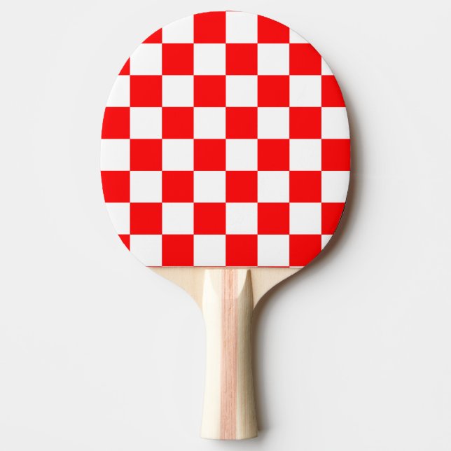 Rotweiße Schachtel-Karo-Muster Tischtennis Schläger (Vorderseite)