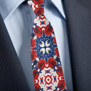 Rotweiße und blaue Kaleidoskopmuster Necktie Krawatte