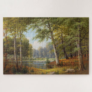 Rotwild am Waldteich Puzzle