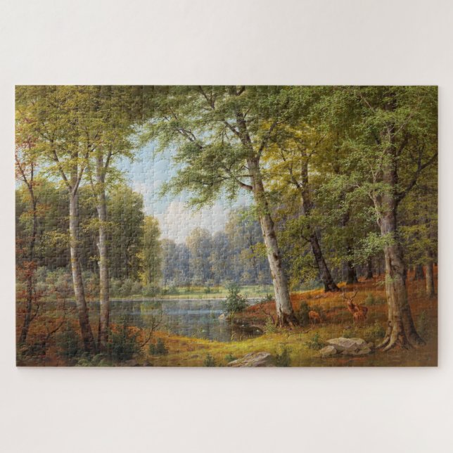 Rotwild am Waldteich Puzzle (Horizontal)