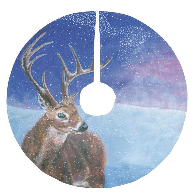 Rotwild (Cervus elaphus) Polyester Weihnachtsbaumdecke (Vorderseite)