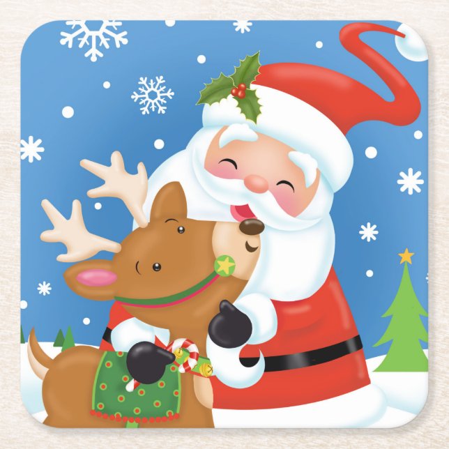 "Rotwild-" Freund-Untersetzer Rechteckiger Pappuntersetzer (Vorderseite)