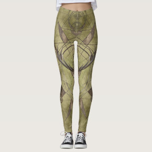 Rotwild-heilige Geometrie-Digital-Kunst Leggings