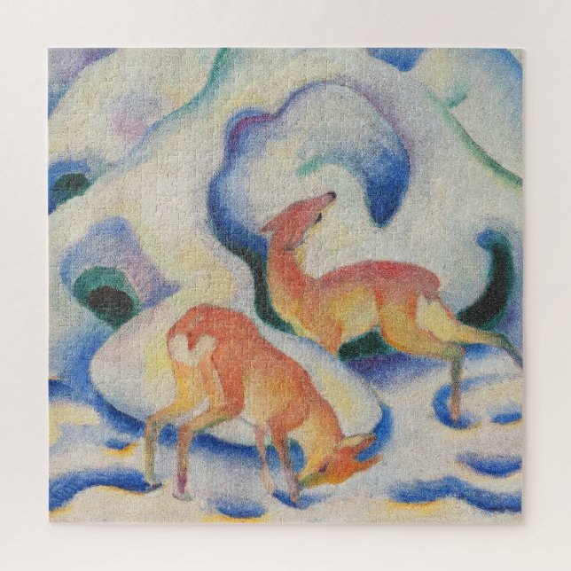 Rotwild im Schnee durch Franz Marc Puzzle (Vertikal)