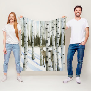 Rotwild in den Schneefällen Fleecedecke